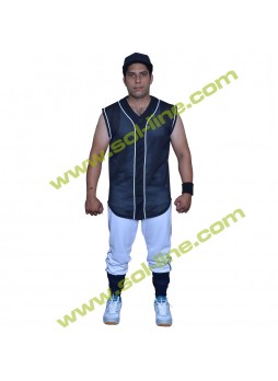 Pro Weight Mesh Six Button Down Wihte Stripe Sleeveless Jerseys